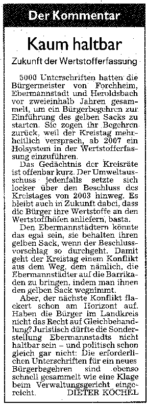 Kommentar in der NN vom 28.10.2005